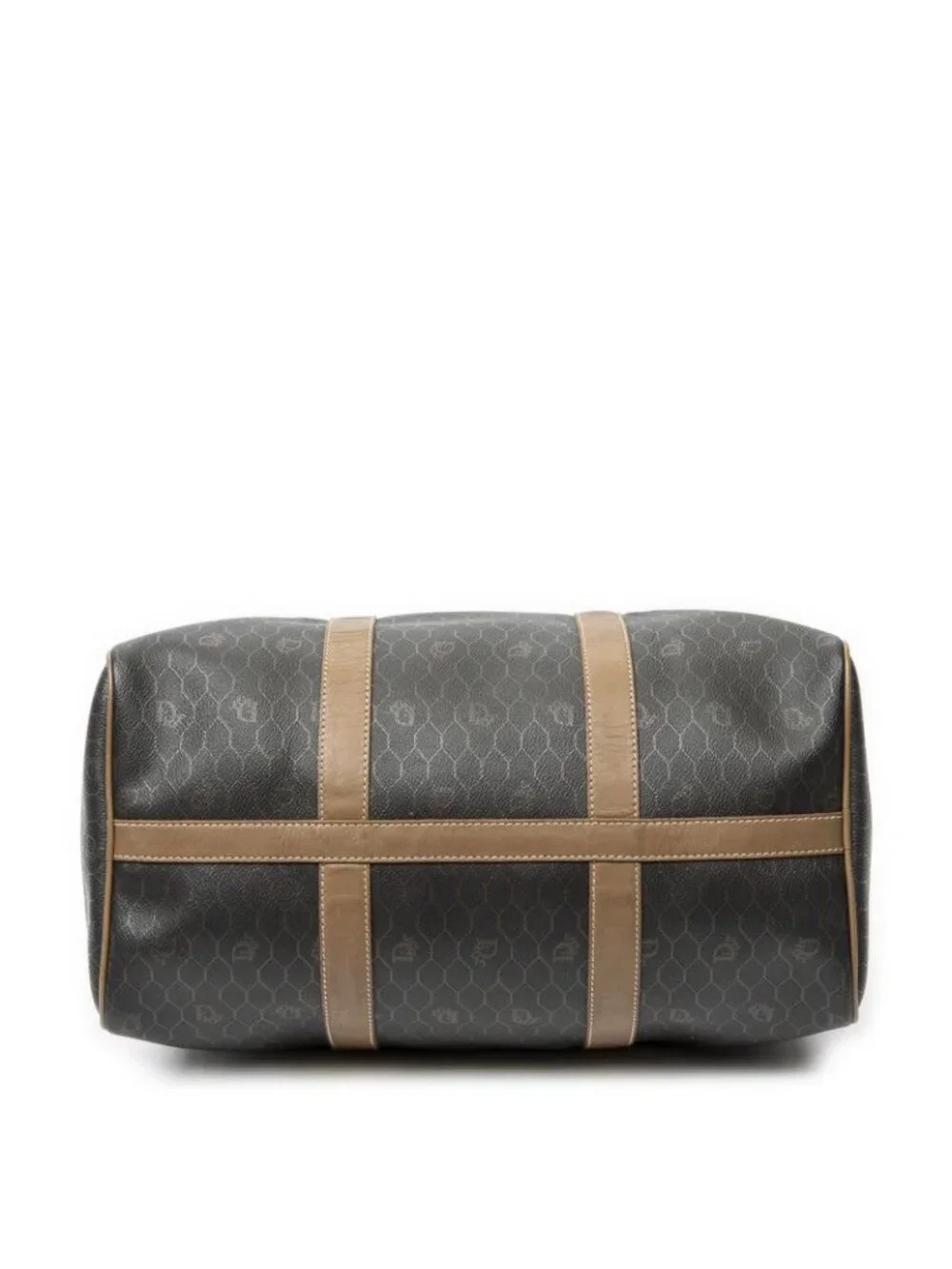 Dior Vintage Small Travel Boston Dark Gray Brown Honeycomb Canvas Shoulder Bag - Picture 6 of 10